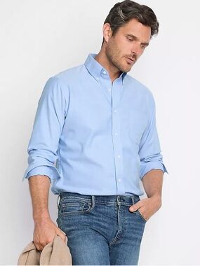 Lands’ End Big and Tall No Iron Supima Pinpoint Cotton Oxford Dress Shirt